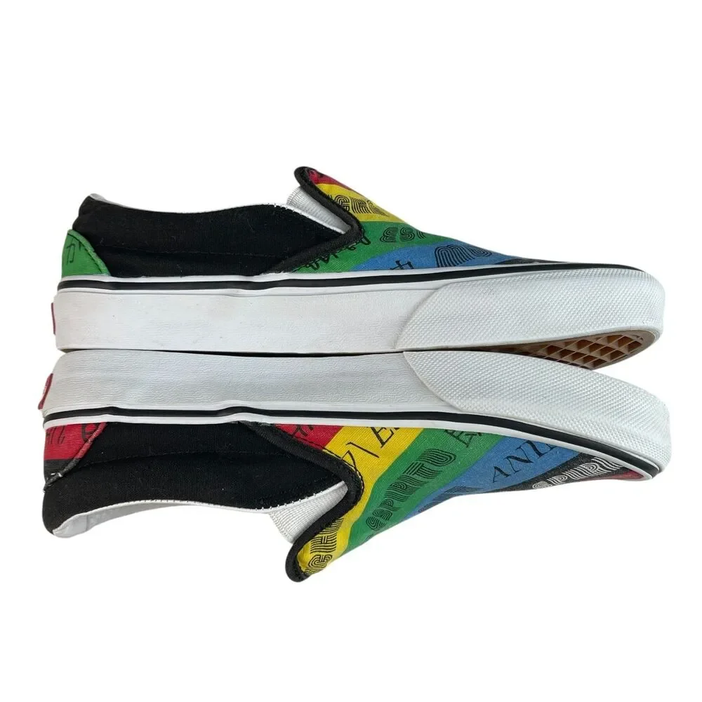 Vans‎ Women’s Slip‑On Sneakers 6.5 Multicolor Stripe Spirit Print Canvas Shoes